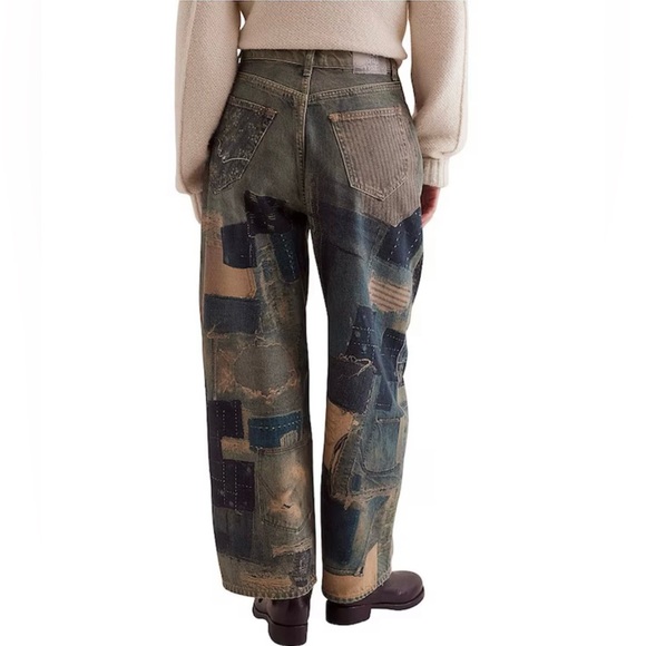 NWT We The Free Illusions Printed Relaxed Jeans~Indigo Combo - Picture 4 of 6